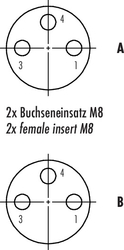 M8 double distributor box, Contacts: 3, not shielded, moulded on cable, IP68, UL listed, M12x1.0