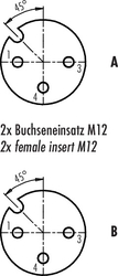 M12-A double distributor box, Contacts: 4, not shielded, moulded on cable, IP68, UL listed, M12x1.0, PUR black, 4 x 0.25 mm²