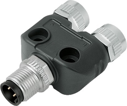 M12-A double distributor box, Contacts: 4/3, not shielded, pluggable, IP68, UL listed, M12x1.0