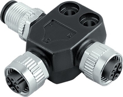 M12-A double distributor box, Contacts: 5, not shielded, pluggable, IP68, UL listed, M12x1.0