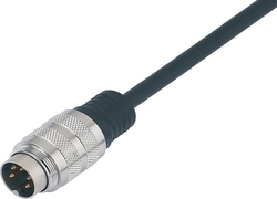 M16 IP67 cable connector, Contacts: 5, not shielded, moulded on cable, IP67, PUR black, 5 x 0.25 mm²