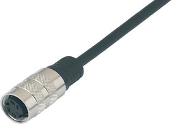 M16 IP67 female cable connector, Contacts: 12, not shielded, moulded on cable, IP67, PUR black, 12 x 0.25 mm²