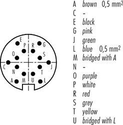 M16 IP67 male angled connector, Contacts: 14