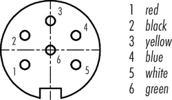 Dişi Açılı Kablolu Tip 6 Kontaklı Konnektör