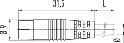 Snap-In IP40 cable connector, Contacts: 3, not shielded, moulded on cable, IP40, PVC black, 3 x 0.25 mm²