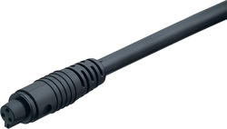 Snap-In IP40 female cable connector, Contacts: 3, not shielded, moulded on cable, IP40, PVC black, 3 x 0.25 mm²