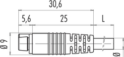 Snap-In IP40 female cable connector, Contacts: 3, not shielded, moulded on cable, IP40, PVC black, 3 x 0.25 mm²