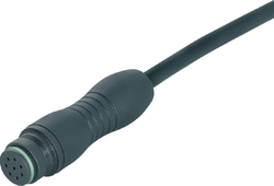 Snap-In IP67 female cable connector, Contacts: 12, not shielded, moulded on cable, IP67, Standard cable, PUR black, 12 x 0.25 mm²