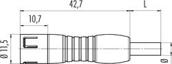 Snap-In IP67 cable connector, Contacts: 8, shielding is not possible, moulded on cable, IP67, PUR black, 8 x 0.25 mm²