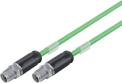 M12-X connecting cord, Contacts: 8, shielded, moulded on cable, IP67, M12x1.0, PUR green, AWG 26/7