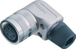 M16 IP40 female angled connector, Contacts: 6 DIN, 6.0 - 8.0 mm, shieldable, solder, IP40