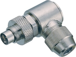 M9 IP67 male angled connector, Contacts: 2, 3.5 - 5.0 mm, shieldable, solder, IP67