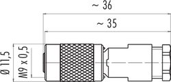 M9 IP67 female cable connector, Contacts: 3, 3.5 - 5.0 mm, shielding is not possible, solder, IP67