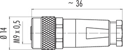 M9 IP67 female cable connector, Contacts: 4, 3.5 - 5.0 mm, shieldable, solder, IP67