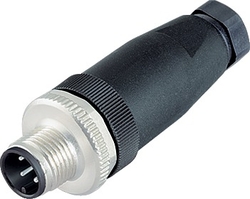 M12-A cable connector, Contacts: 3, 4.0 - 6.0 mm, not shielded, screw clamp, IP67, UL