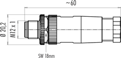 M12-A cable connector, Contacts: 4, 6.0 - 8.0 mm, not shielded, screw clamp, IP67, UL