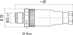 M12-A cable connector, Contacts: 4, 6.0 - 8.0 mm, not shielded, screw clamp, IP67, UL