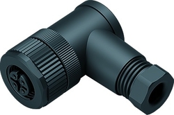 M12-A female angled connector, Contacts: 4, 4.0 - 6.0 mm, not shielded, screw clamp, IP67, UL