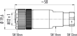 M12-B female cable connector, Contacts: 4, 6.0 - 8.0 mm, not shielded, screw clamp, IP67, UL