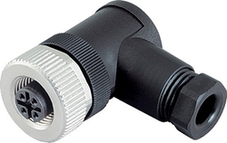 M12-B female angled connector, Contacts: 4, 4.0 - 6.0 mm, not shielded, screw clamp, IP67, UL
