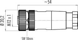 M12-A female cable connector, Contacts: 4, 4.0 - 6.0 mm, not shielded, screw clamp, IP67, UL