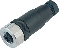 M12-A female cable connector, Contacts: 4, 6.0 - 8.0 mm, not shielded, screw clamp, IP67, UL