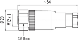 M12-A female cable connector, Contacts: 4, 6.0 - 8.0 mm, not shielded, screw clamp, IP67, UL