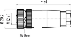 M12-A female cable connector, Contacts: 4, 2.5 - 3.5 mm, not shielded, screw clamp, IP67