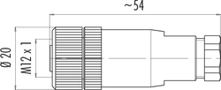 M12-A female cable connector, Contacts: 4, 6.0 - 8.0 mm, not shielded, screw clamp, IP67, UL