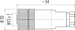 M12-B female cable connector, Contacts: 5, 4.0 - 6.0 mm, not shielded, screw clamp, IP67, UL