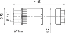 M12-A Duo female cable connector, Contacts: 5, 2 x 2: 1.0 - 3.0 mm / Ø 4.0 - 5.0 mm, not shielded, screw clamp, IP67, UL