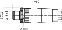 M12-B cable connector, Contacts: 5, 6.0 - 8.0 mm, not shielded, screw clamp, IP67, UL