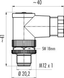 M12-B male angled connector, Contacts: 5, 4.0 - 6.0 mm, not shielded, screw clamp, IP67, UL