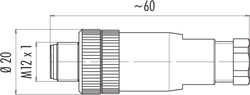 M12-A cable connector, Contacts: 5, 6.0 - 8.0 mm, not shielded, screw clamp, IP67, UL