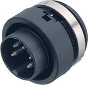 Bayonet male panel mount connector, Contacts: 2, shielding is not possible, solder, IP40