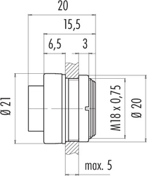 Bayonet male panel mount connector, Contacts: 2, shielding is not possible, solder, IP40