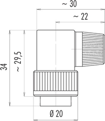 Bayonet male angled connector, Contacts: 5, 4.0 - 6.0 mm, shielding is not possible, solder, IP40