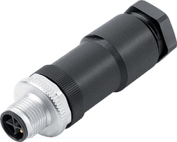 M12-S cable connector, Contacts: 2+PE, 8.0 - 10.0 mm, screw clamp, IP67, UL