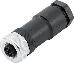 M12-S female cable connector, Contacts: 2+PE, 8.0 - 10.0 mm, screw clamp, IP67, UL