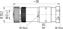 M12-S female cable connector, Contacts: 2+PE, 8.0 - 10.0 mm, screw clamp, IP67, UL