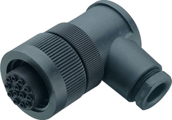 RD30 female angled connector, Contacts: 4+PE, 10.0 - 12.0 mm, shielding is not possible, screw clamp, IP65, ESTI+, VDE