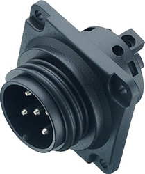 RD30 male panel mount connector, Contacts: 4+PE, shielding is not possible, screw clamp, IP65, ESTI+, VDE