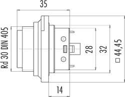 RD30 male panel mount connector, Contacts: 4+PE, shielding is not possible, screw clamp, IP65, ESTI+, VDE