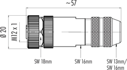 M12-A female cable connector, Contacts: 4, 6.0 - 8.0 mm, shieldable, screw clamp, IP67, UL