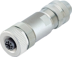 M12-A female cable connector, Contacts: 4, 4.0 - 6.0 mm, shieldable, screw clamp, IP67, UL