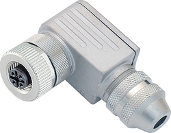 M12-A female angled connector, Contacts: 4, 4.0 - 6.0 mm, shielded, screw clamp, IP67, UL
