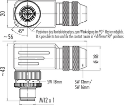 M12-B male angled connector, Contacts: 5, 6.0 - 8.0 mm, shielded, screw clamp, IP67, UL