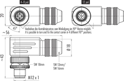 M12-A male angled connector, Contacts: 5, 6.0 - 8.0 mm, shieldable, screw clamp, IP67, UL