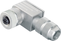 M12-A female angled connector, Contacts: 5, 5.0 - 8.0 mm, shieldable, screw clamp, IP67, UL