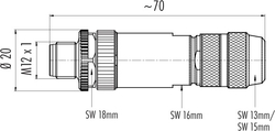 M12-A cable connector, Contacts: 5, 5.0 - 8.0 mm, shieldable, screw clamp, IP67, UL